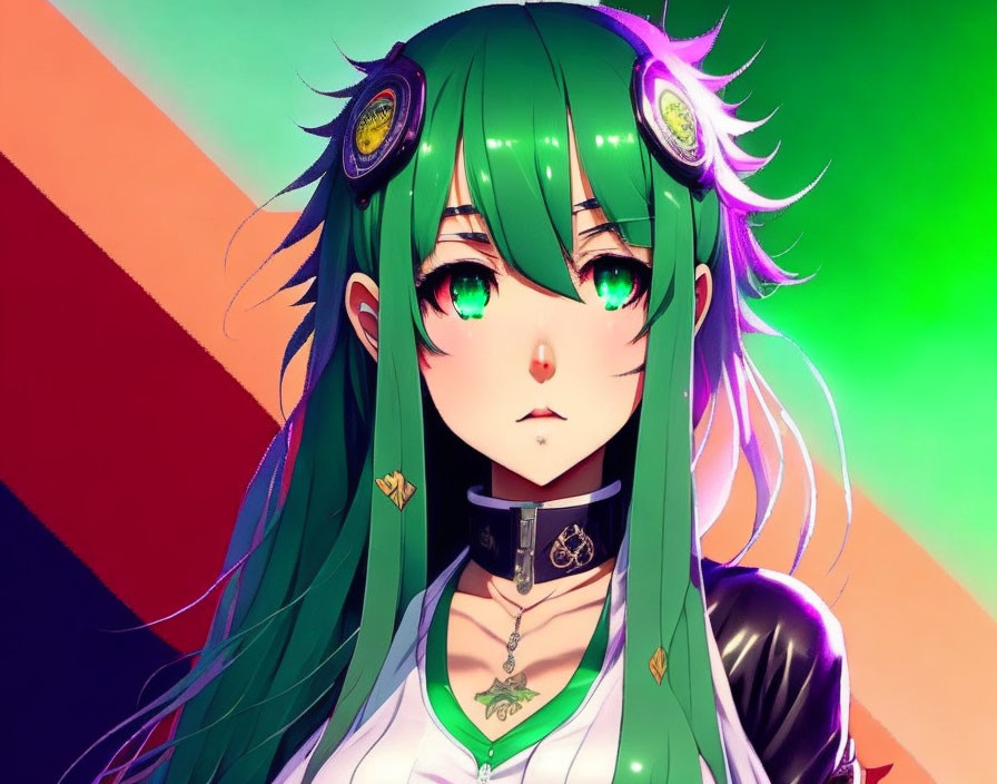 green hair, anime girl