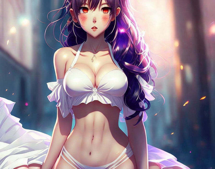  anime girl in white underwear