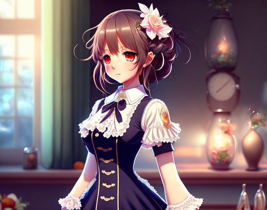 anime girl in maid dress 