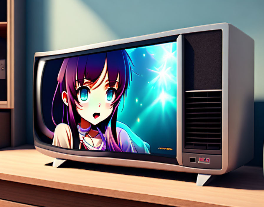 anime girl into a TV