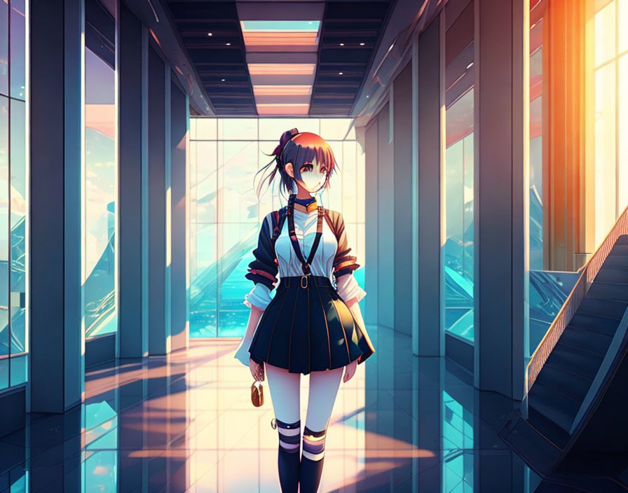 anime girl in other architectural spaces