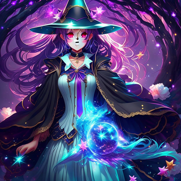 cool dressed anime witch