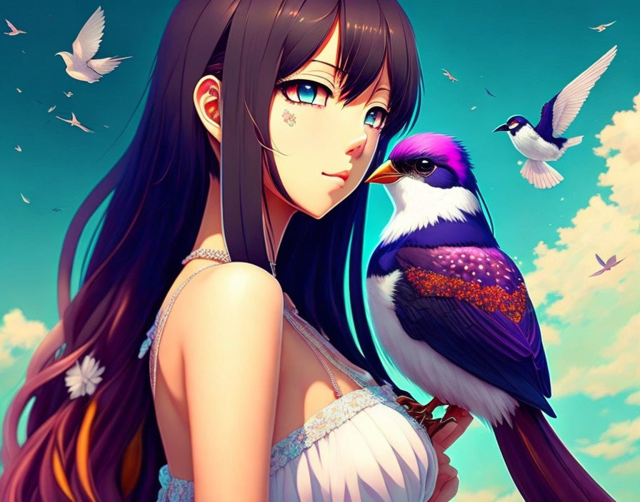 birds and anime girls