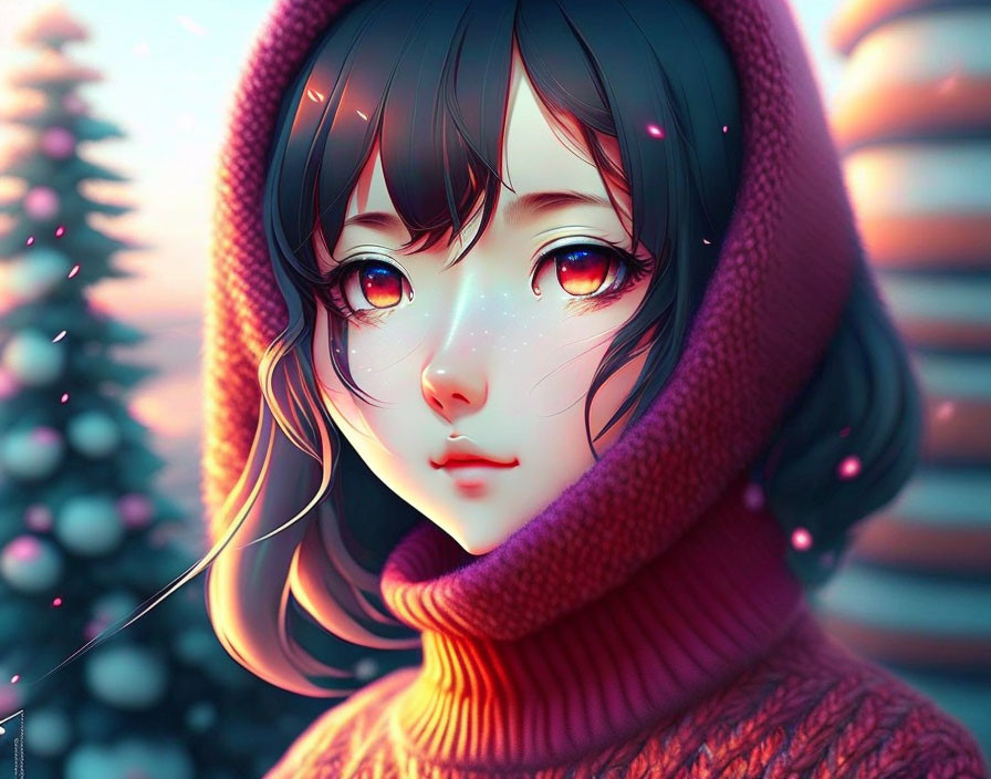 anime girl on big sweater