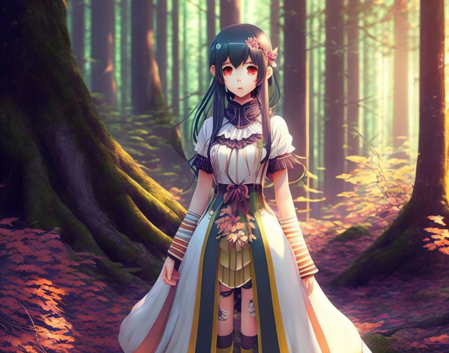 anime girl in forest full body