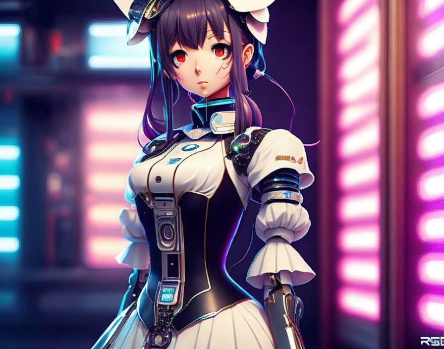 anime girl ai robot maid ready to kill | Deep Dream Generator