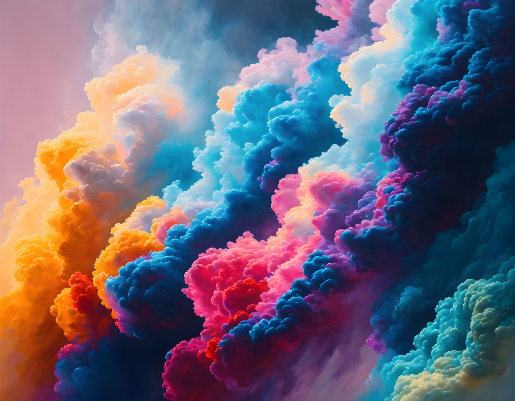 Multicolored Clouds in Pink, Blue, and Orange Hues