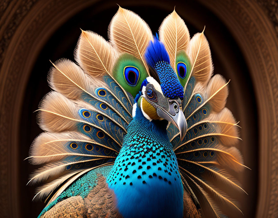 Colorful Peacock Displaying Vibrant Iridescent Feathers