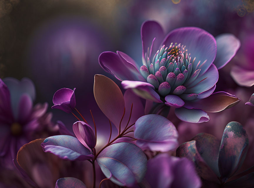 Detailed Close-Up of Vibrant Purple Flowers and Delicate Petals