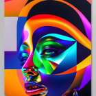 Vibrant geometric profile portrait with modern abstract style