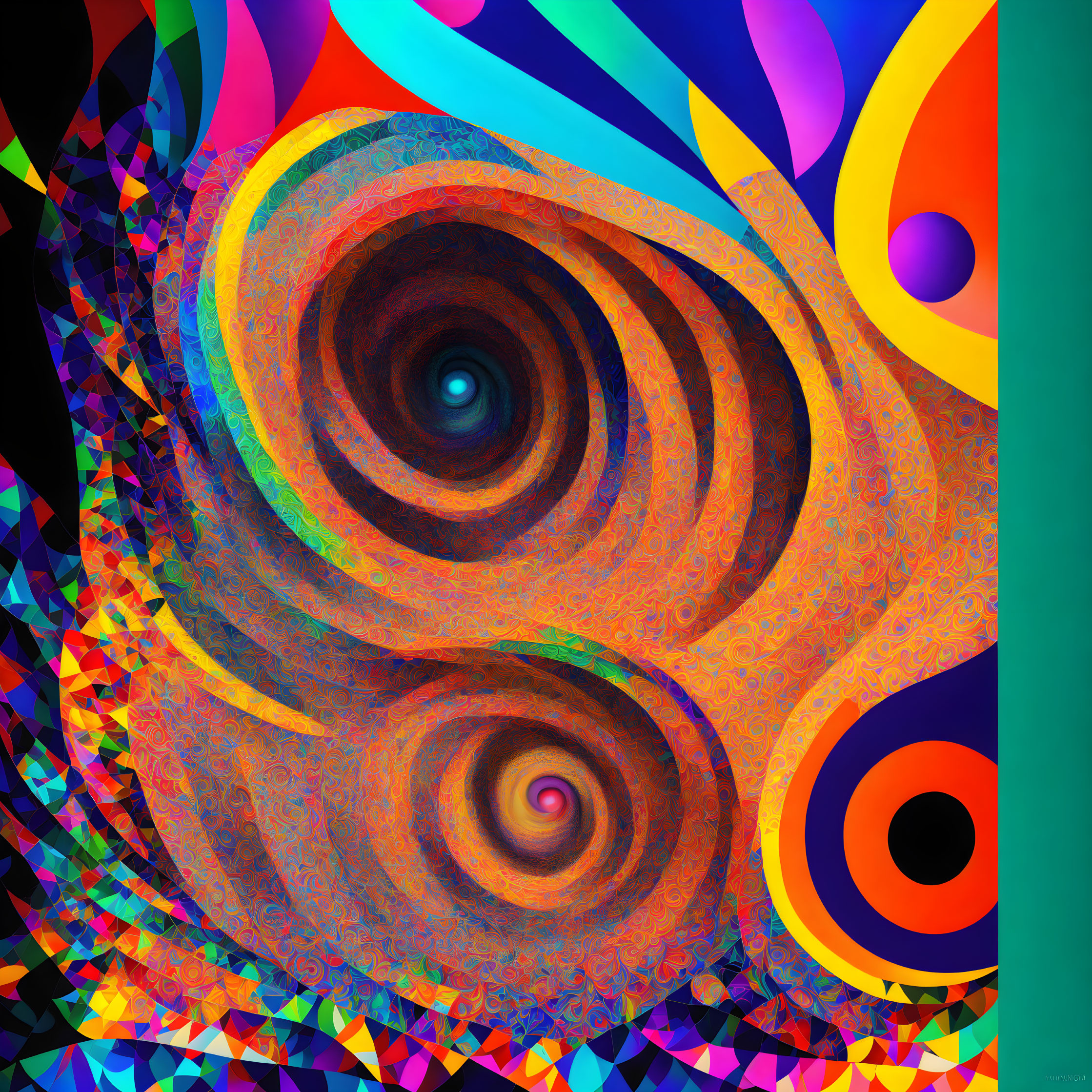 Colorful Swirling Abstract Digital Art with Depth and Movement