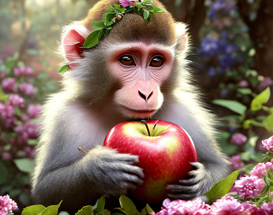 a monkey with an apple logo