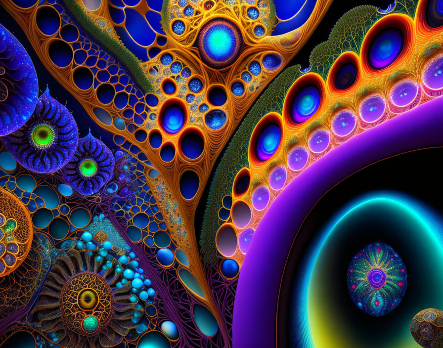 Colorful Fractal Image with Spirals, Circles, and Rich Palette