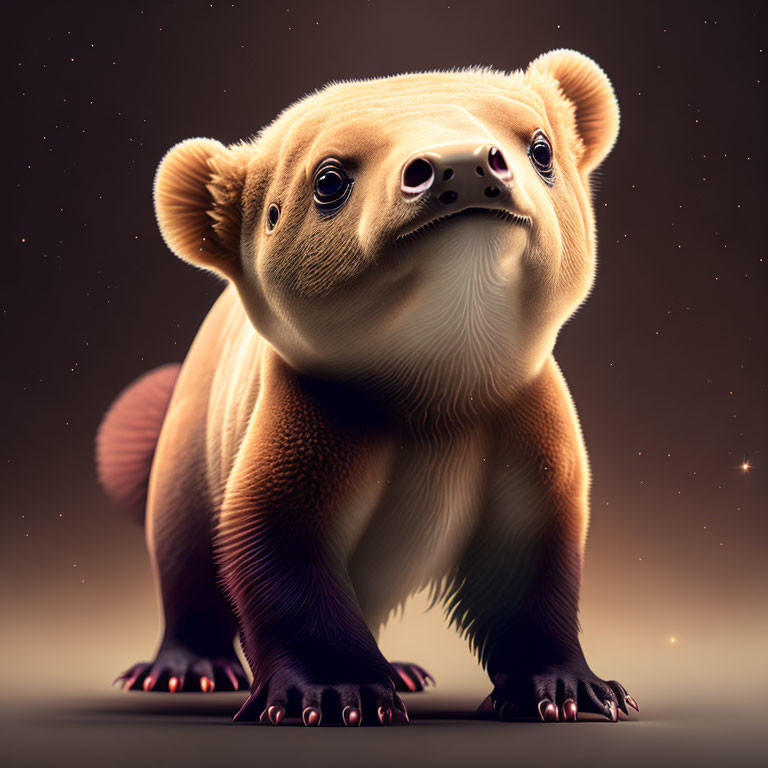 Illustrated baby anteater on cosmic gradient background
