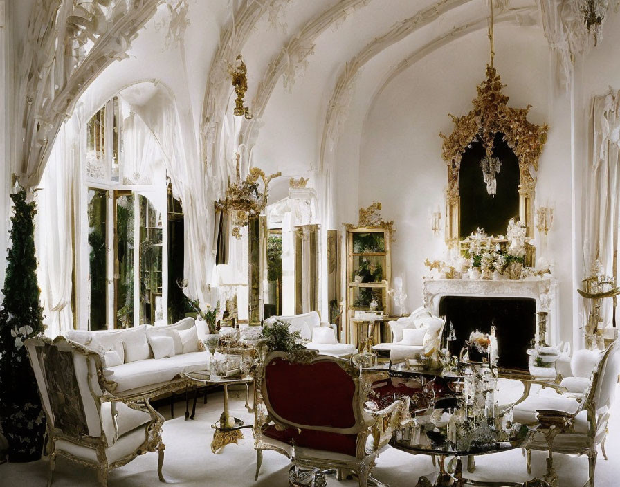 Luxurious White and Gold Decor in Opulent Room