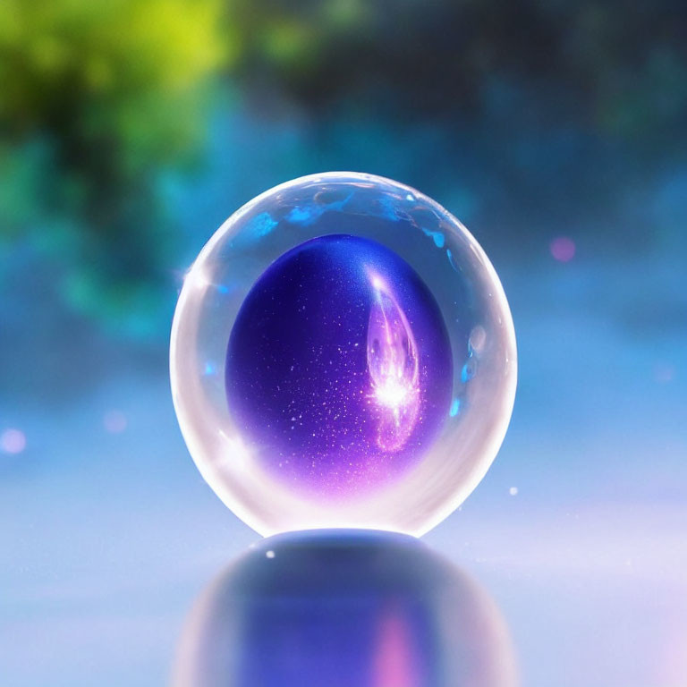 Colorful Cosmic Bubble with Starry Details on Bokeh Background