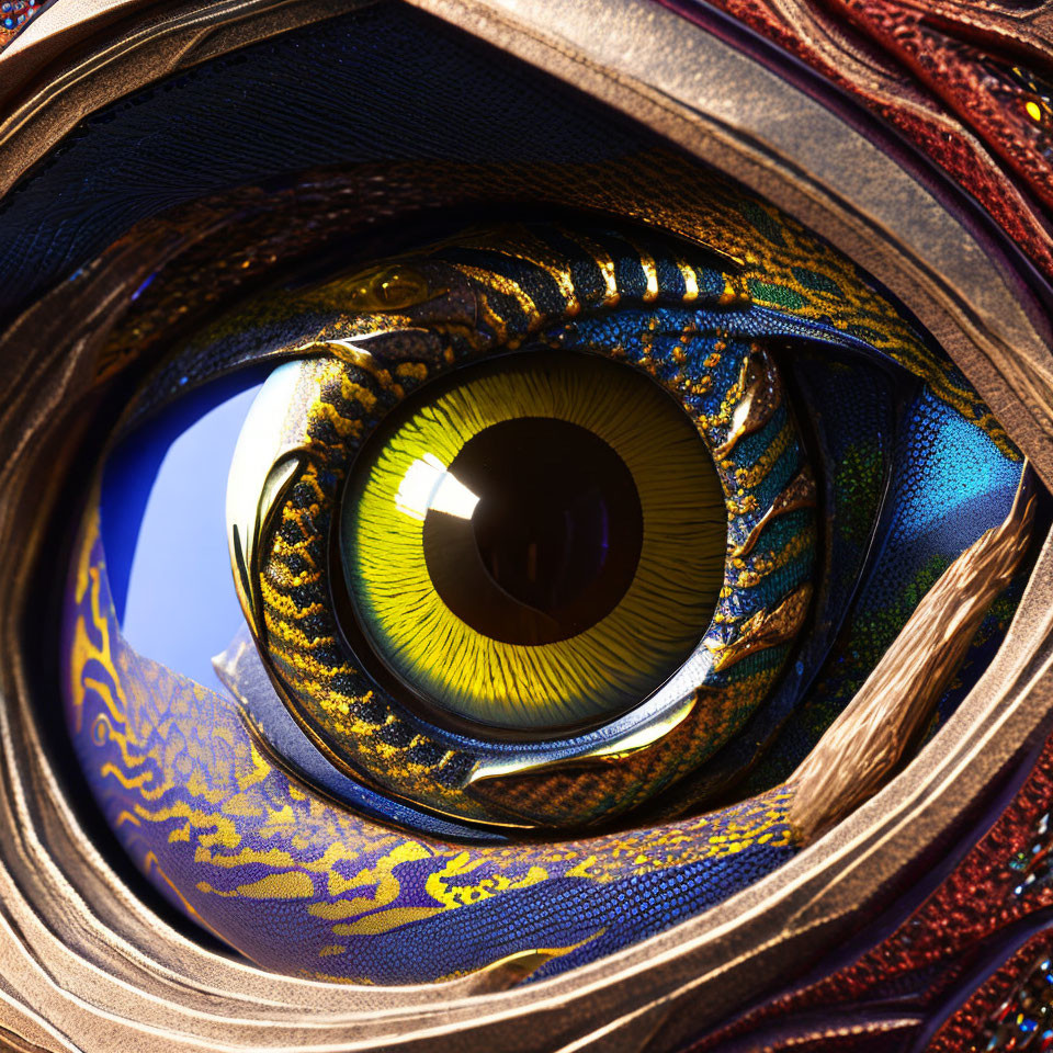 Detailed Golden-Yellow Reptilian Eye Artwork