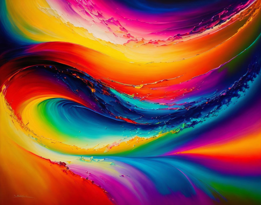 Colorful Abstract Painting with Dynamic Swirling Motion