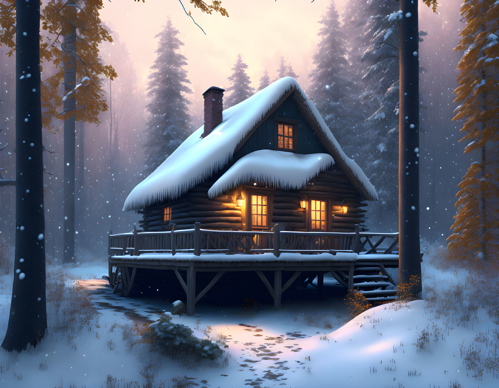 First snow cottage