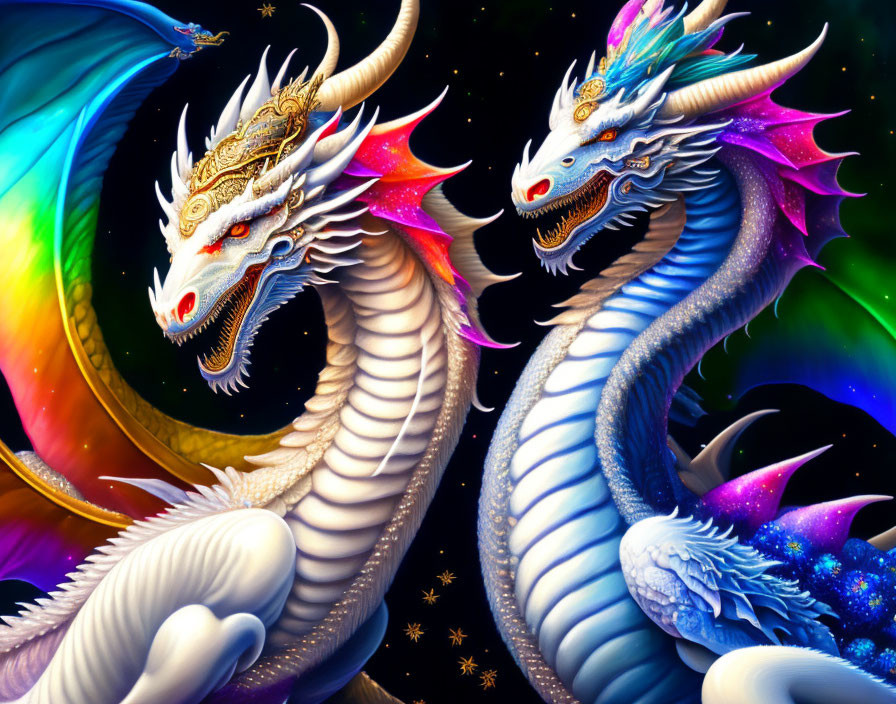 Intricately Detailed Dragon Art with Cosmic Eastern Designs
