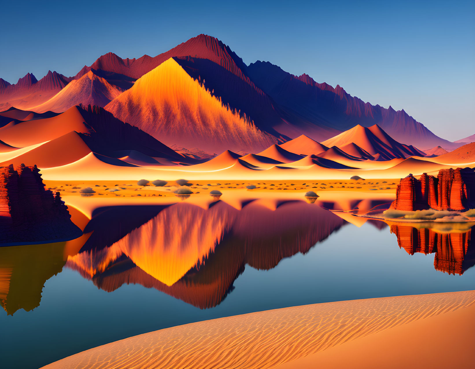 A lake in desert