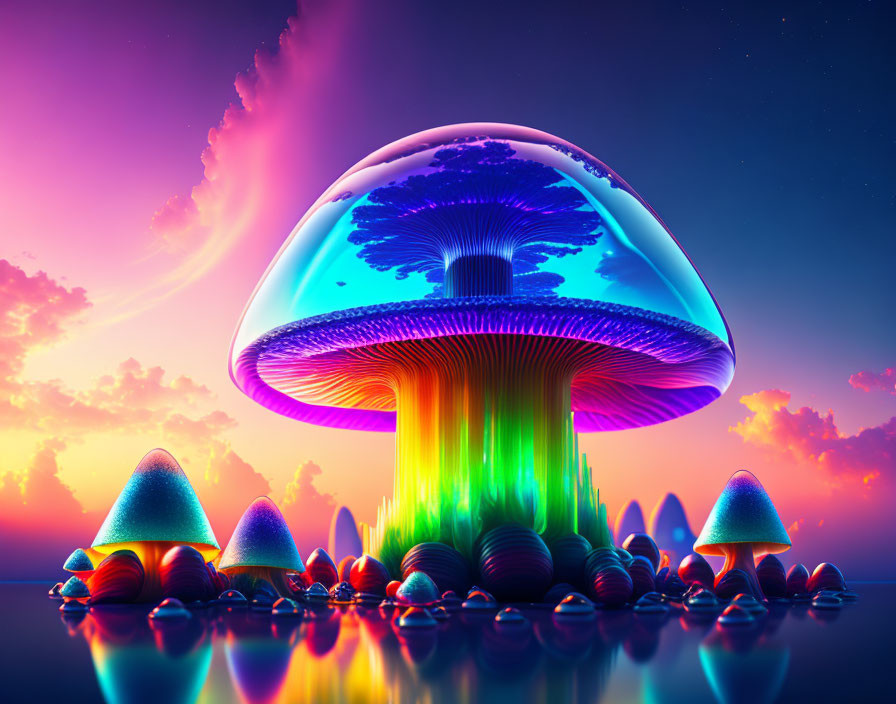 Glass mushroom world