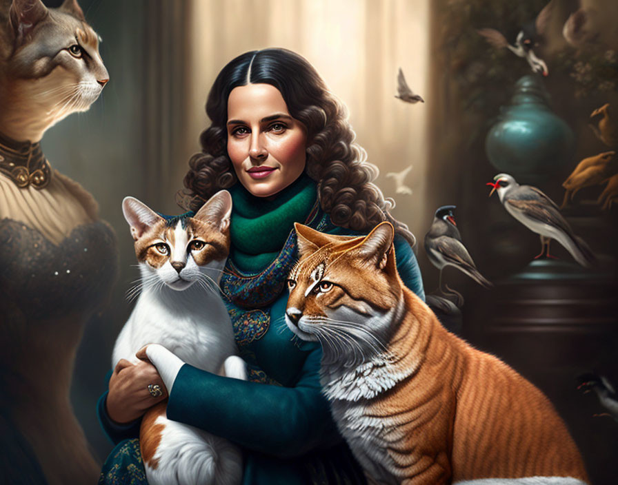lady with animals  