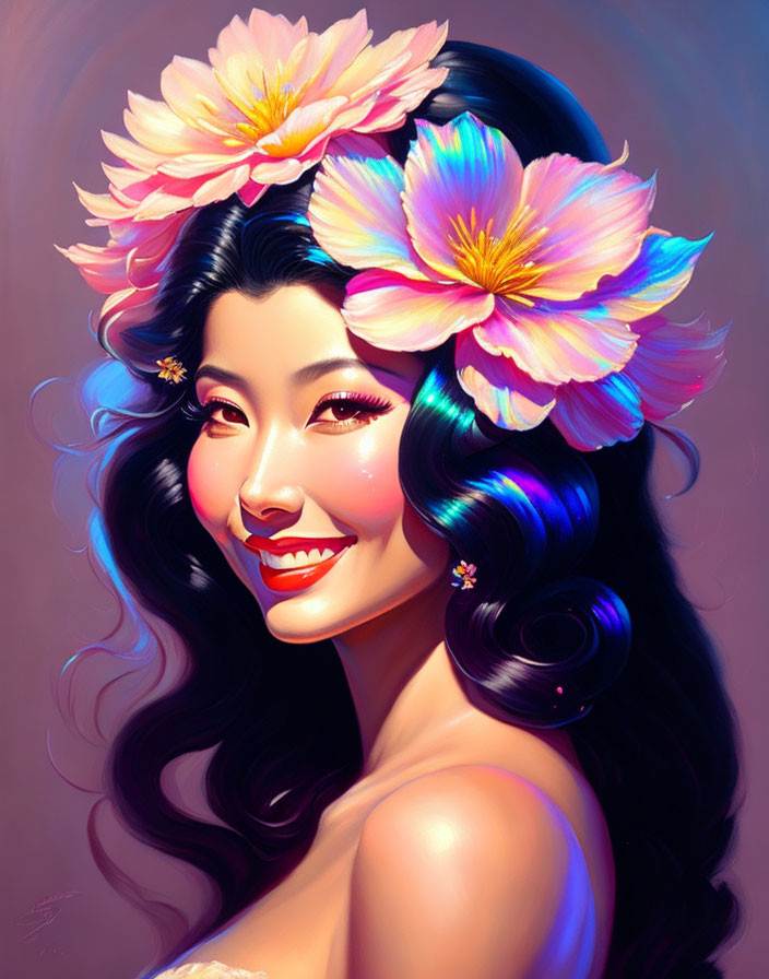 flowers in her hair,