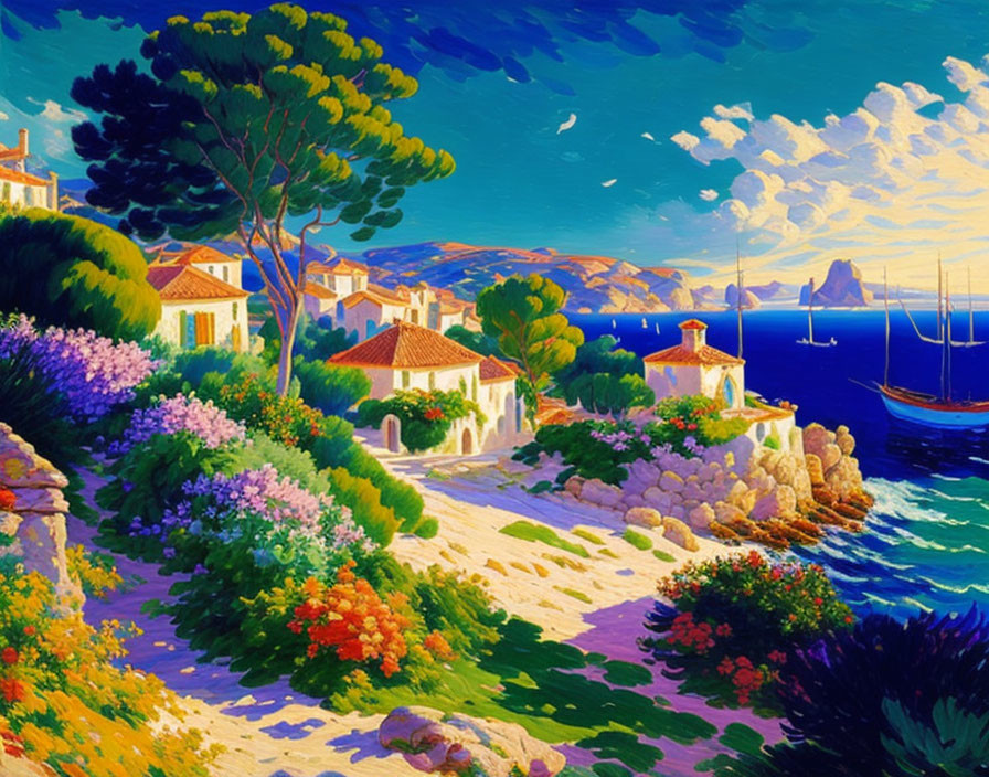 oil painting Mediterranean landscape