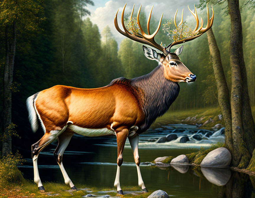  stag by the river 
