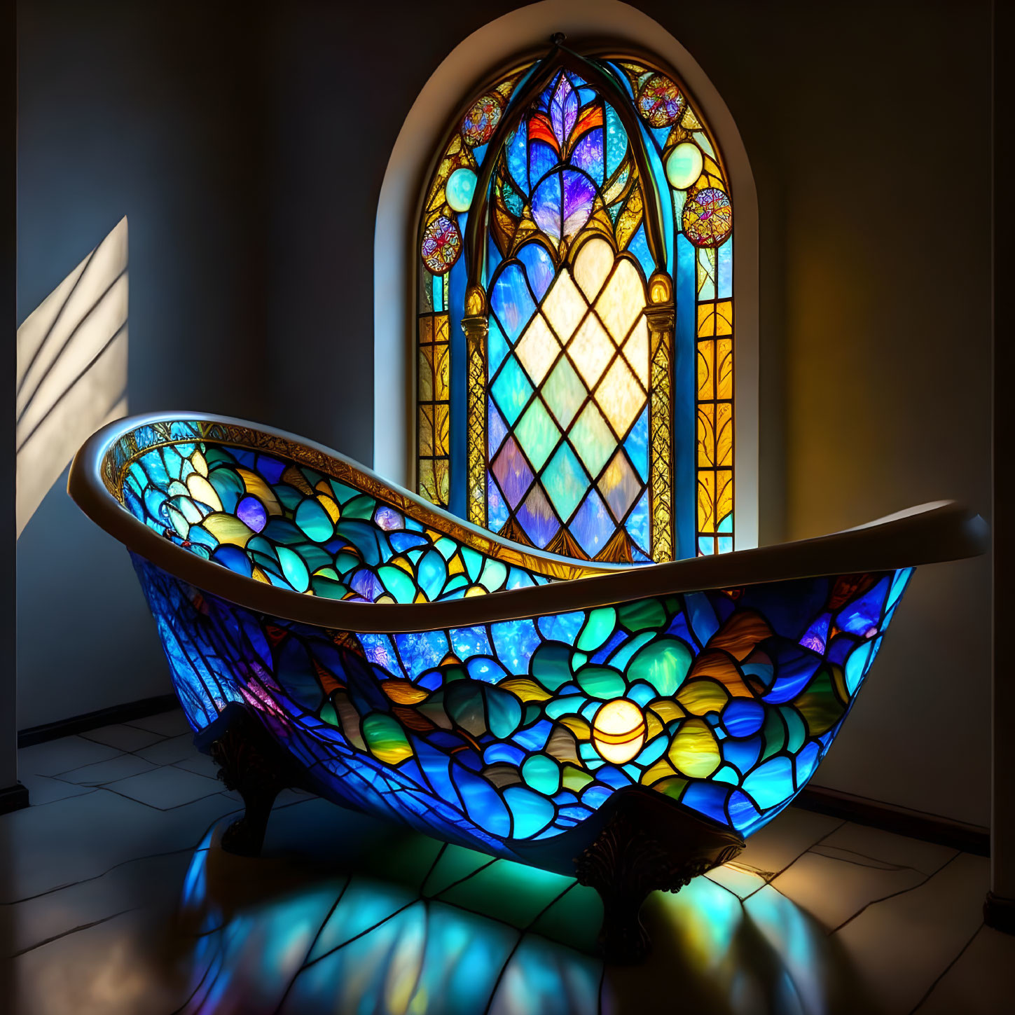 Stained glass bathtub 