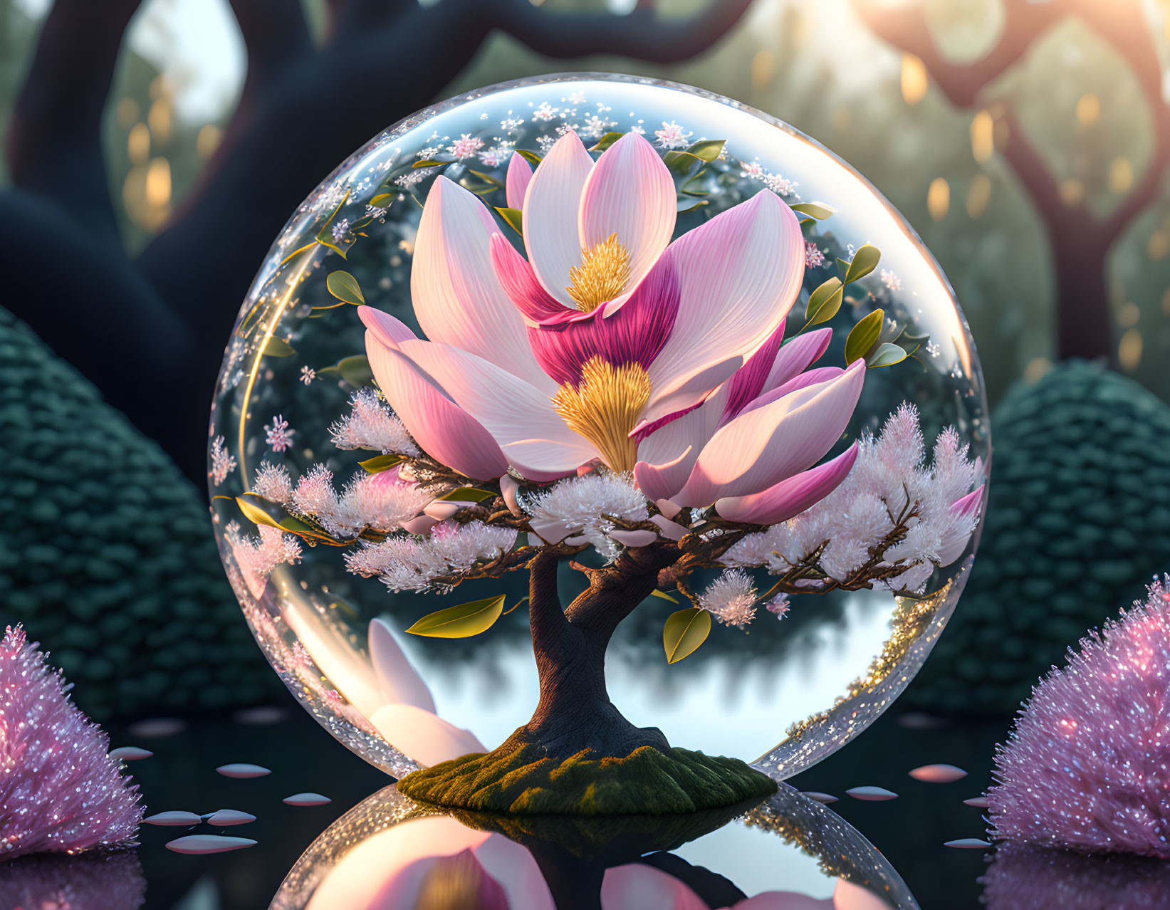 Bonsai Magnolia in Glass Globe 