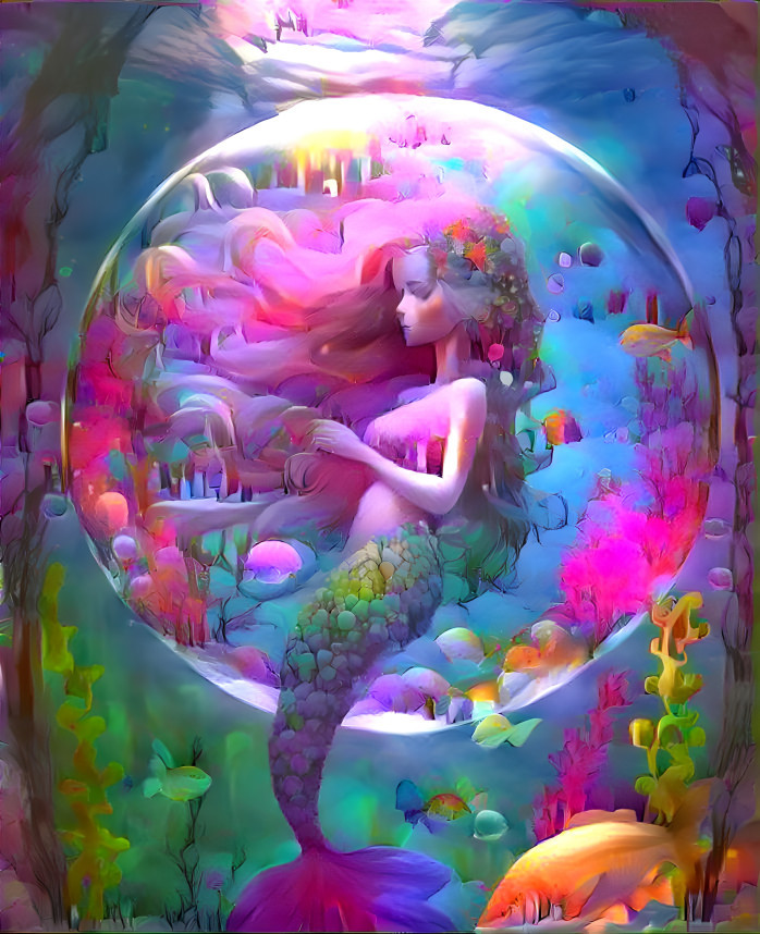 Mermaid at the bottom of the sea. 
