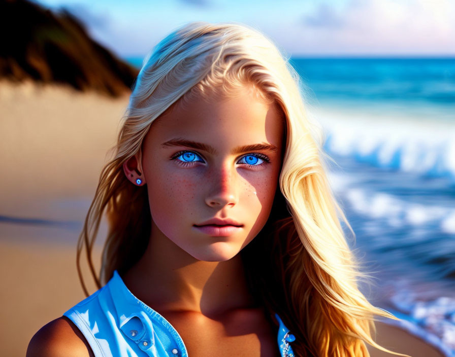 Blonde girl at the beach 