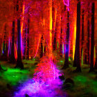 Psychedelic Neon Colors Illuminate Vibrant Forest