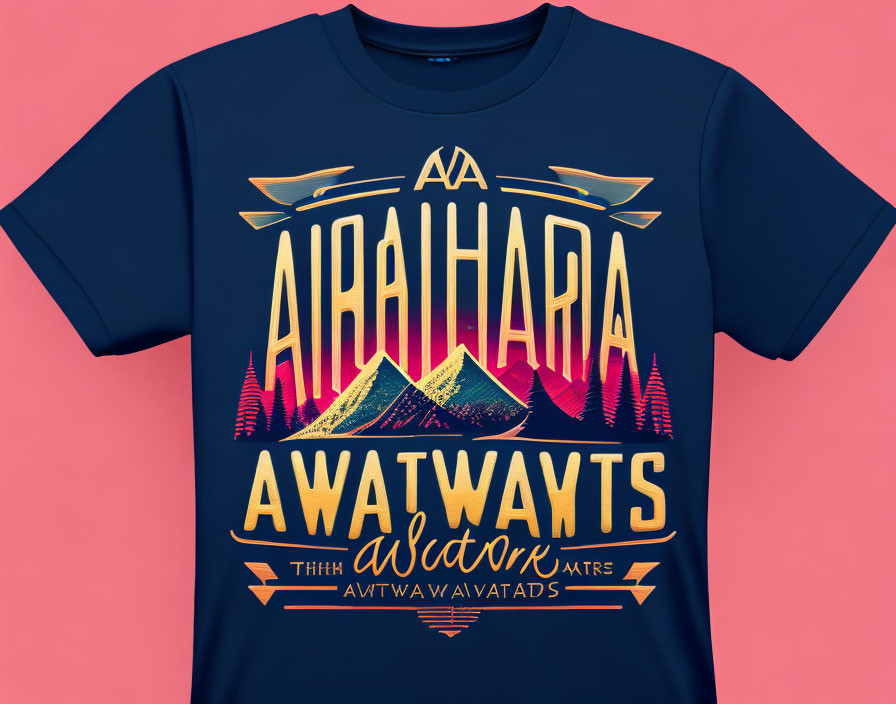 Navy Blue T-Shirt with Mountain Graphic Design