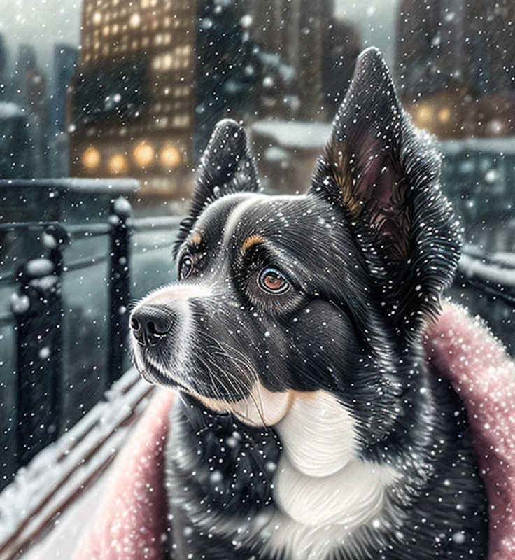 Cute dog under the snow