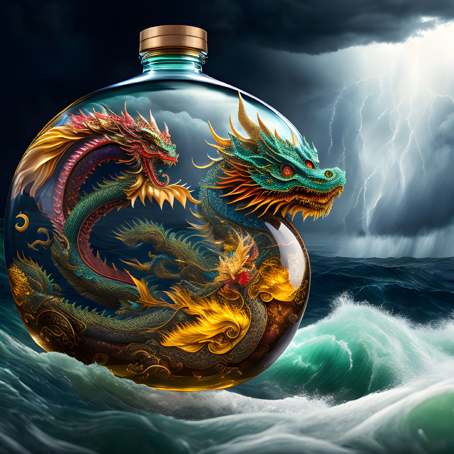 Dragons in a bottle in the storm