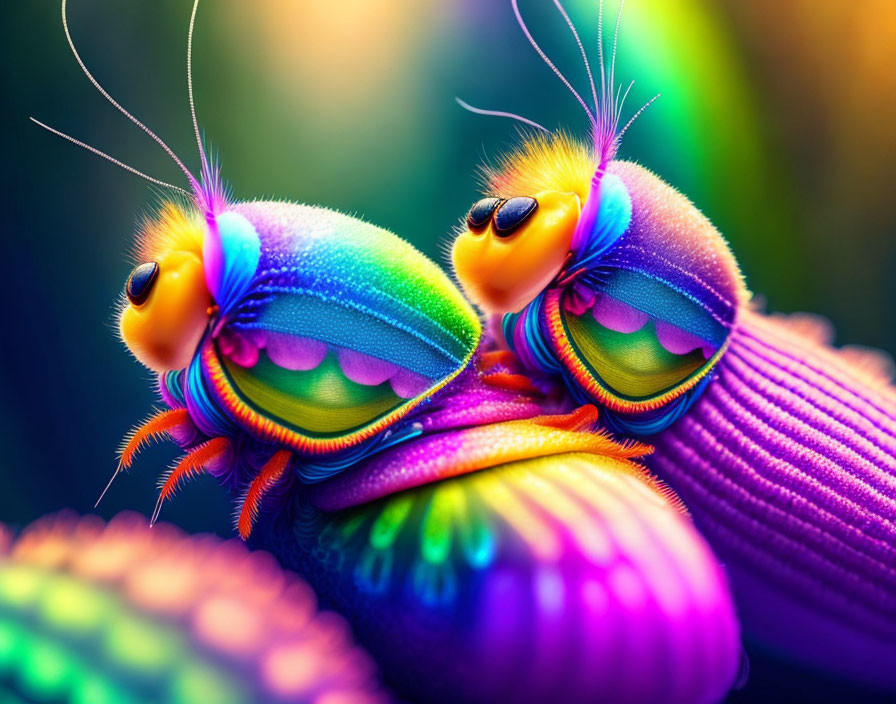 Colorful Stylized Insect Artwork with Exaggerated Features