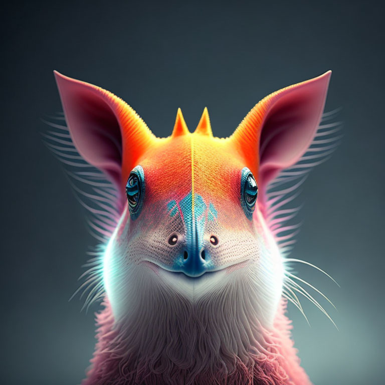 Colorful digital creature with expressive eyes and crown-like head feature