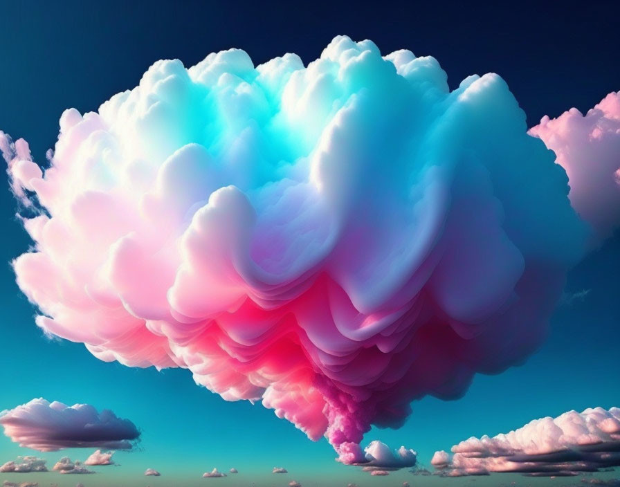 Digitally enhanced image of a cotton candy cloud in blue and pink