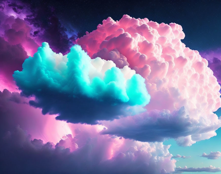Colorful Pink, Blue, and Purple Clouds in Dreamlike Sky