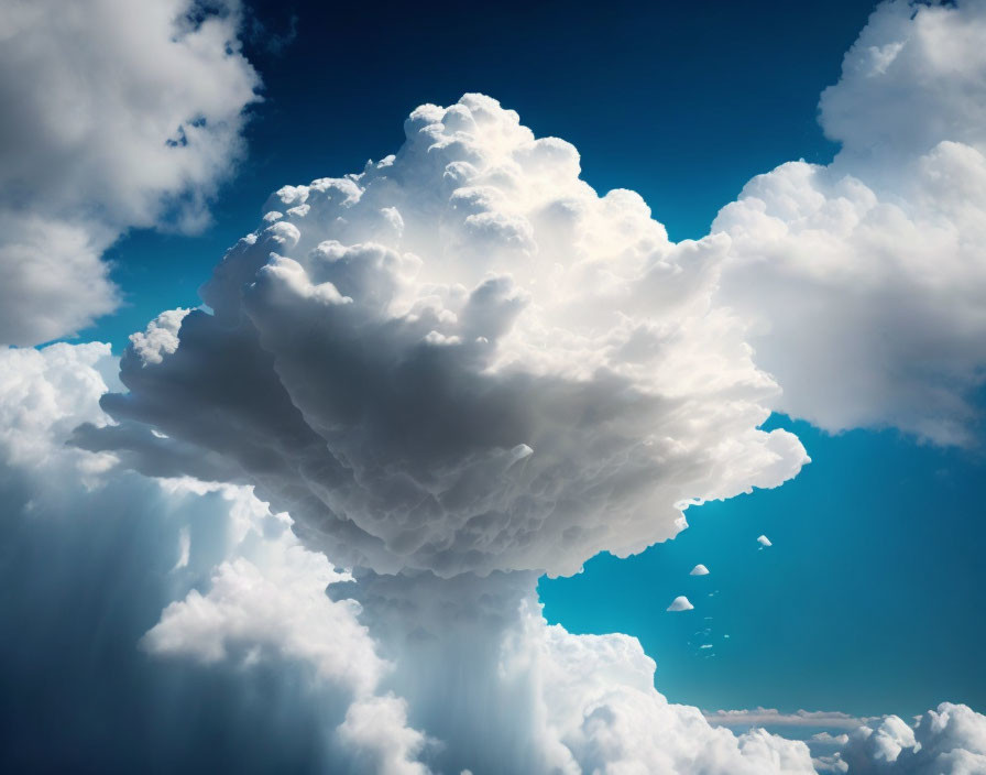 Towering cumulonimbus cloud against blue sky