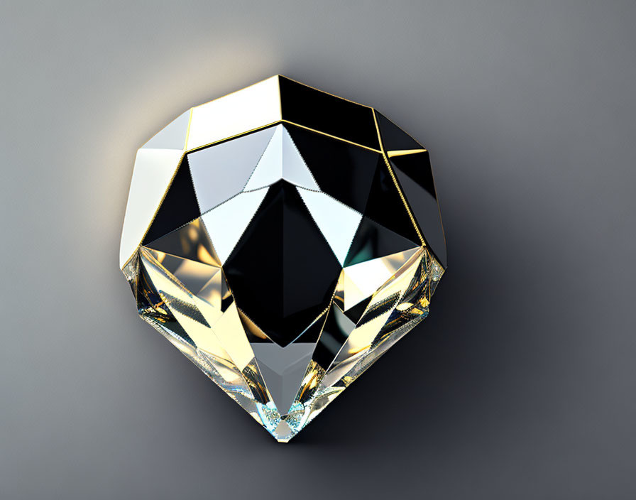 Shiny Multifaceted Diamond on Gray Background