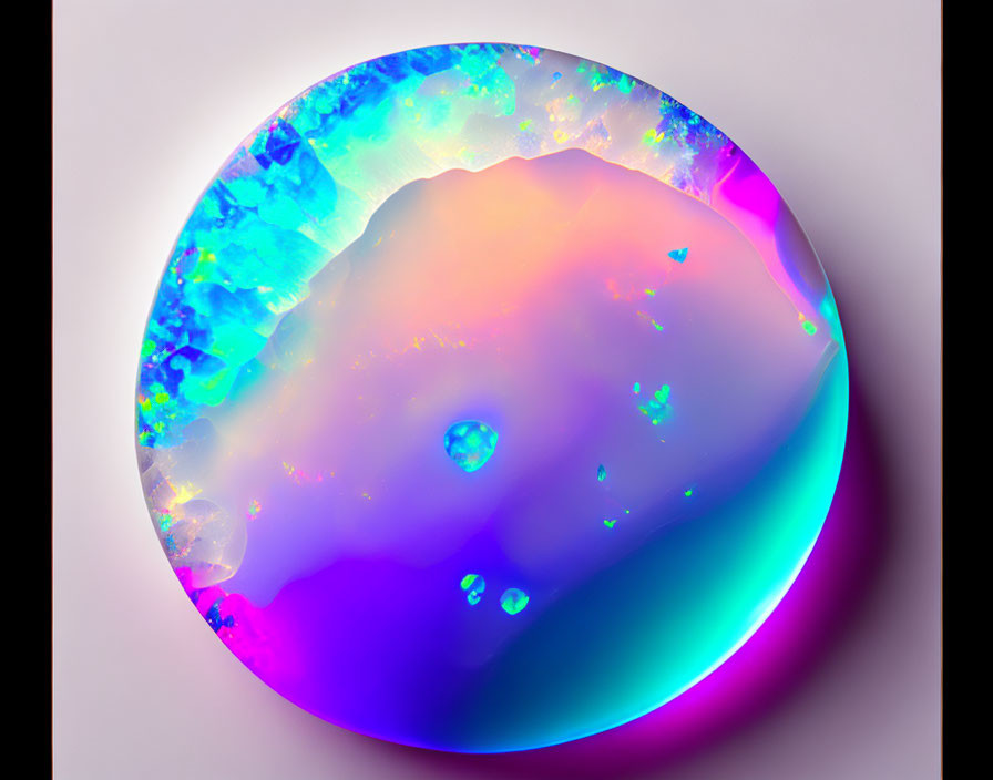 Multicolored Opal Gemstone on White Background