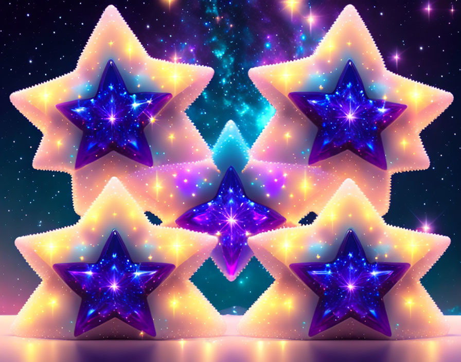 Symmetrical Neon Stars on Cosmic Background