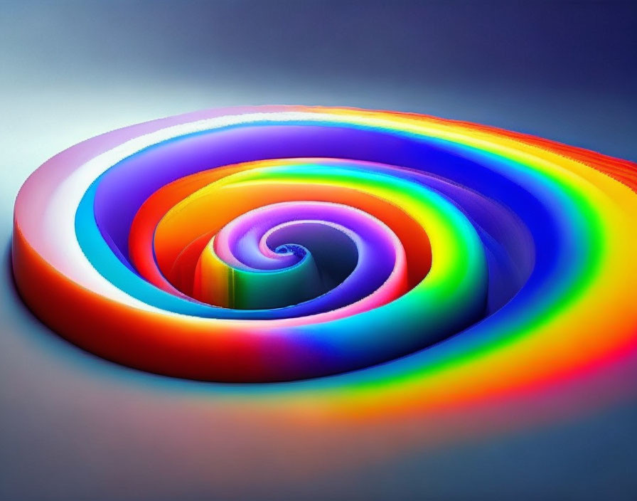 Multicolored Spiral with Rainbow Gradient on Soft Blue Background