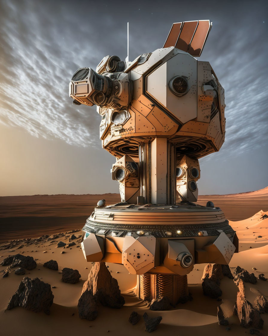  Futuristic spatial station on Mars
