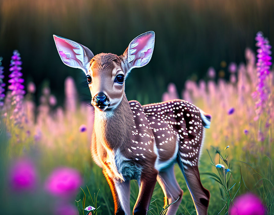 a fawn in flowers 