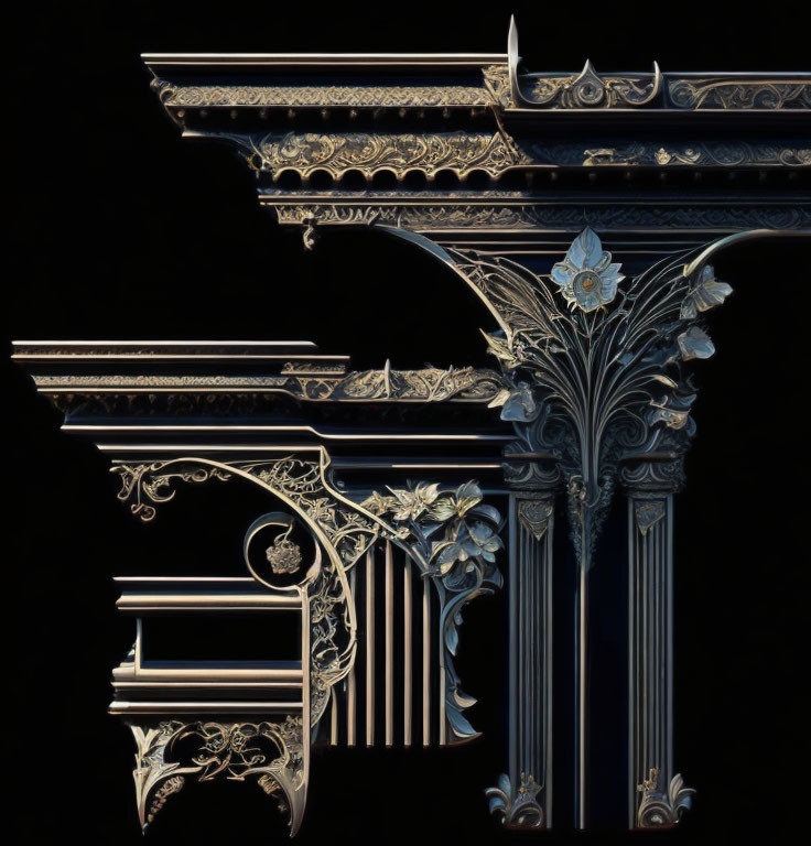 Detailed 3D model of classic Corinthian column capital with ornamental patterns